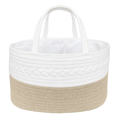 100% Cotton Rope Nappy Caddy - Natural/White - Living Textiles