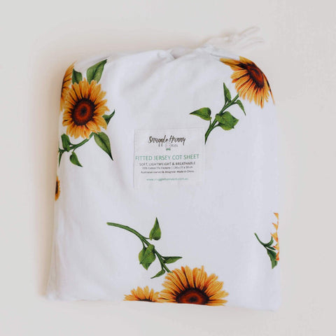 Sunflower Fitted Cot Sheet - Snuggle Hunny Kids