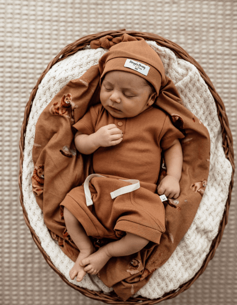 Chestnut Ribbed Knotted Beanie - Snuggle Hunny Kids