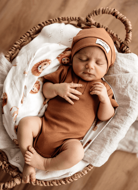 Chestnut Ribbed Knotted Beanie - Snuggle Hunny Kids