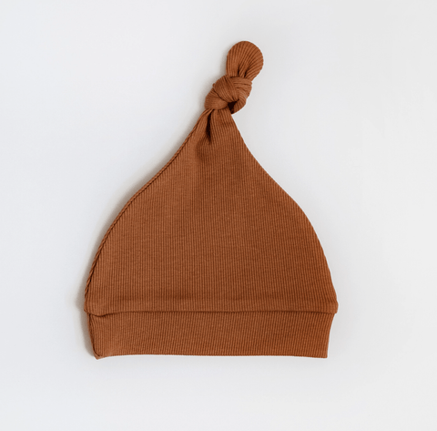 Chestnut Ribbed Knotted Beanie - Snuggle Hunny Kids