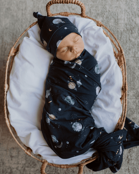 Milky Way Baby Jersey Wrap & Beanie Set - Snuggle Hunny Kids