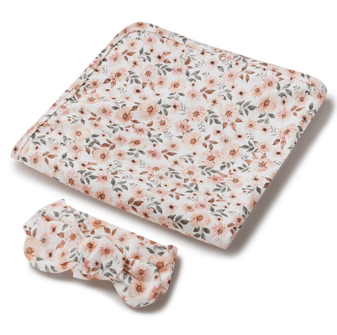 Spring Floral - Jersey Wrap & Bow Set - Snuggle Hunny Kids