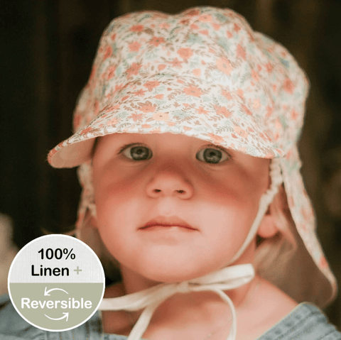 Bedhead Baby Sun Hats - Flap Hat with Strap for baby girls & boys UPF50+  Sun Protection