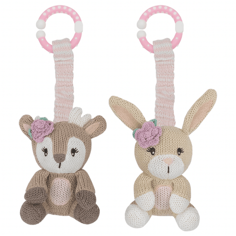 2pk Stroller Toys - Fawn & Bunny - Living Textiles