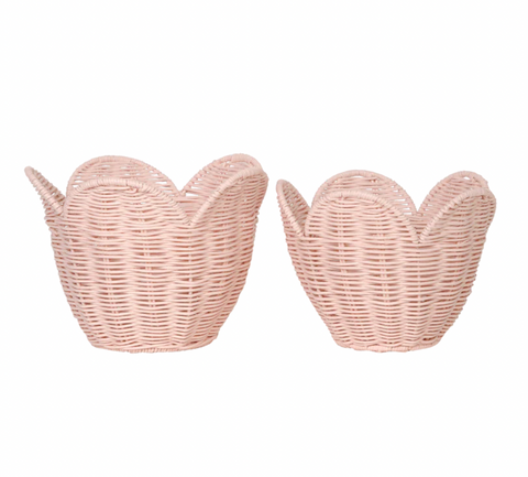 Rattan Lily Basket Set - Blush - Olli Ella