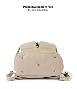 Faux Leather Nappy Backpack - Oat - OIOI