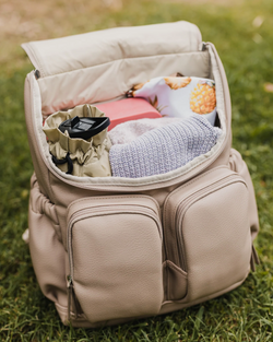 Faux Leather Nappy Backpack - Oat - OIOI