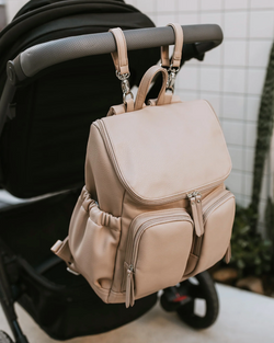 Faux Leather Nappy Backpack - Oat - OIOI