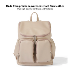 Faux Leather Nappy Backpack - Oat - OIOI