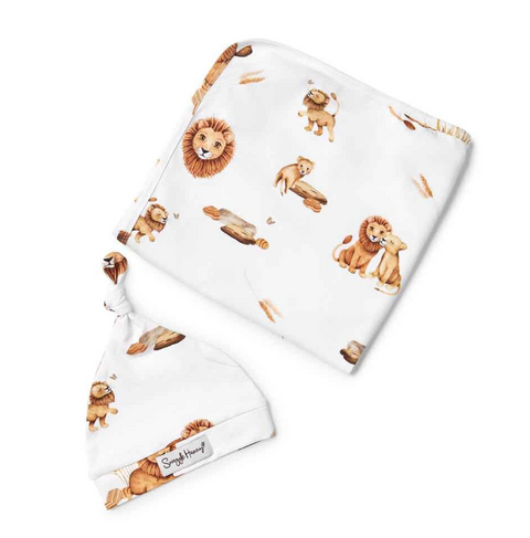 Lion Jersey Wrap & Beanie Set - Snuggle Hunny