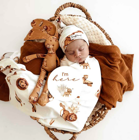 Lion Jersey Wrap & Beanie Set - Snuggle Hunny