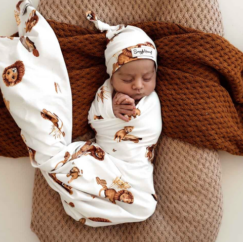 Lion Jersey Wrap & Beanie Set - Snuggle Hunny