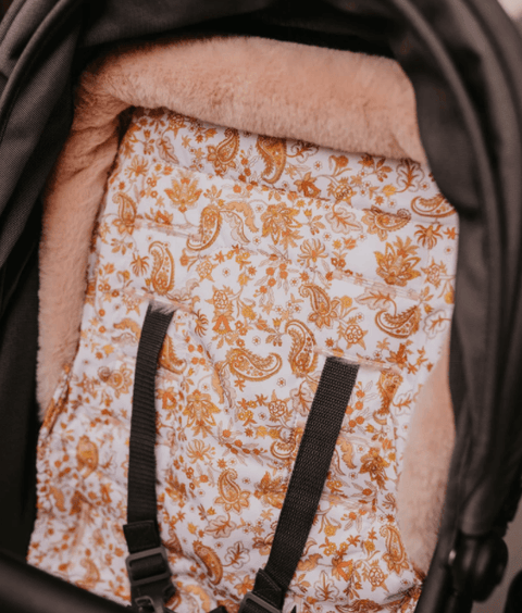 Cozy Fleece Reversible Pram Liner - Peach Paisley - OIOI