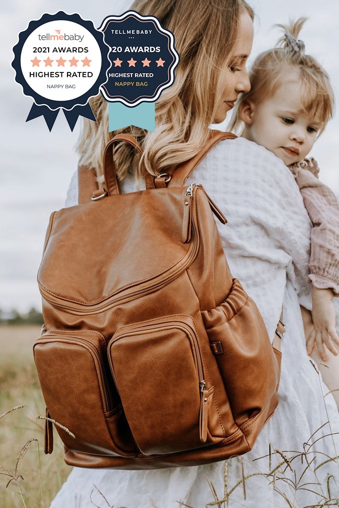 Faux Leather Nappy Backpack - Tan - OIOI