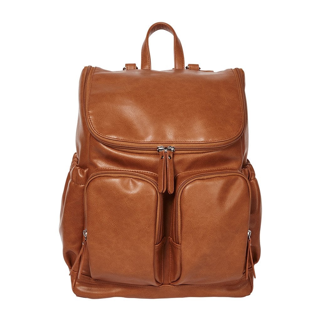 Faux Leather Nappy Backpack - Tan - OIOI