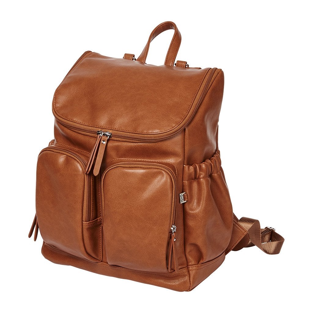 Faux Leather Nappy Backpack - Tan - OIOI