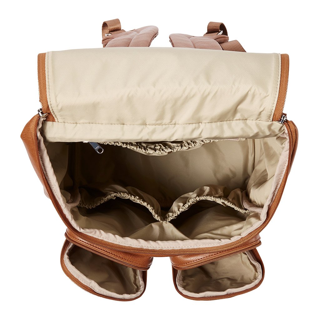 Faux Leather Nappy Backpack - Tan - OIOI