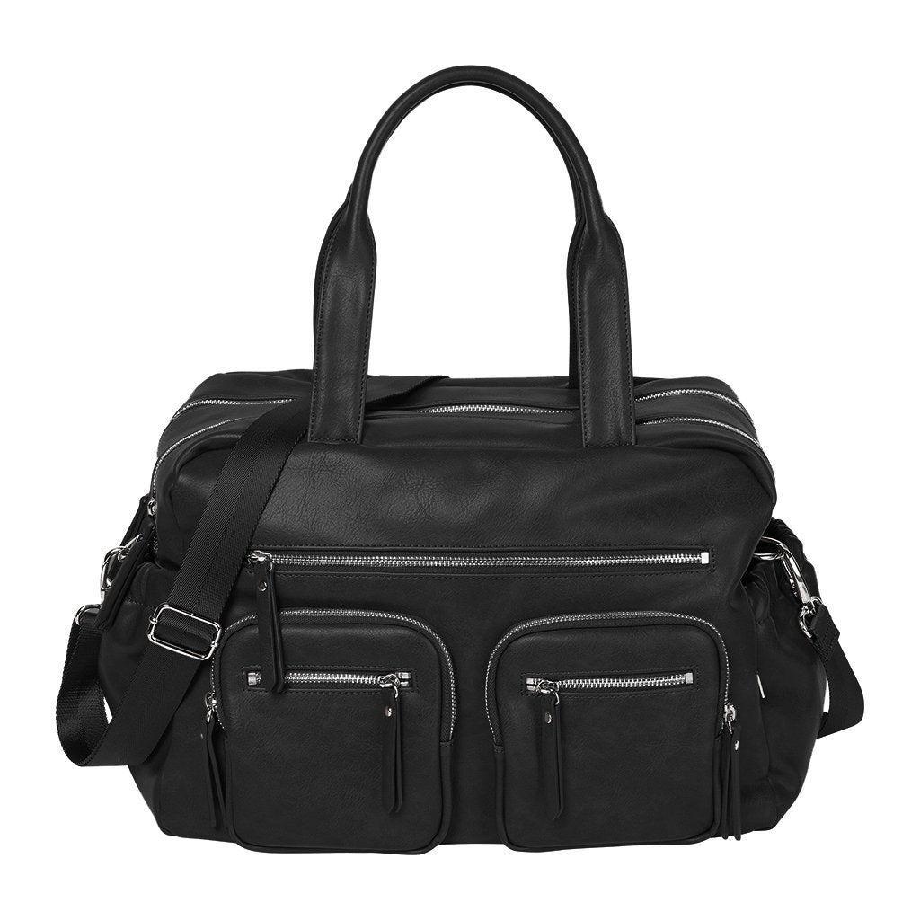 Faux Leather Carry All Nappy Bag - Black