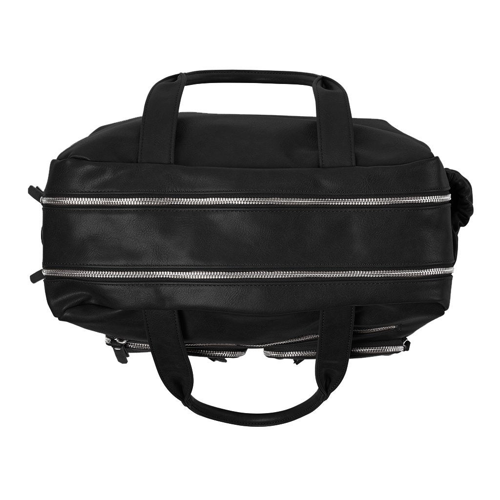 Faux Leather Carry All Nappy Bag - Black