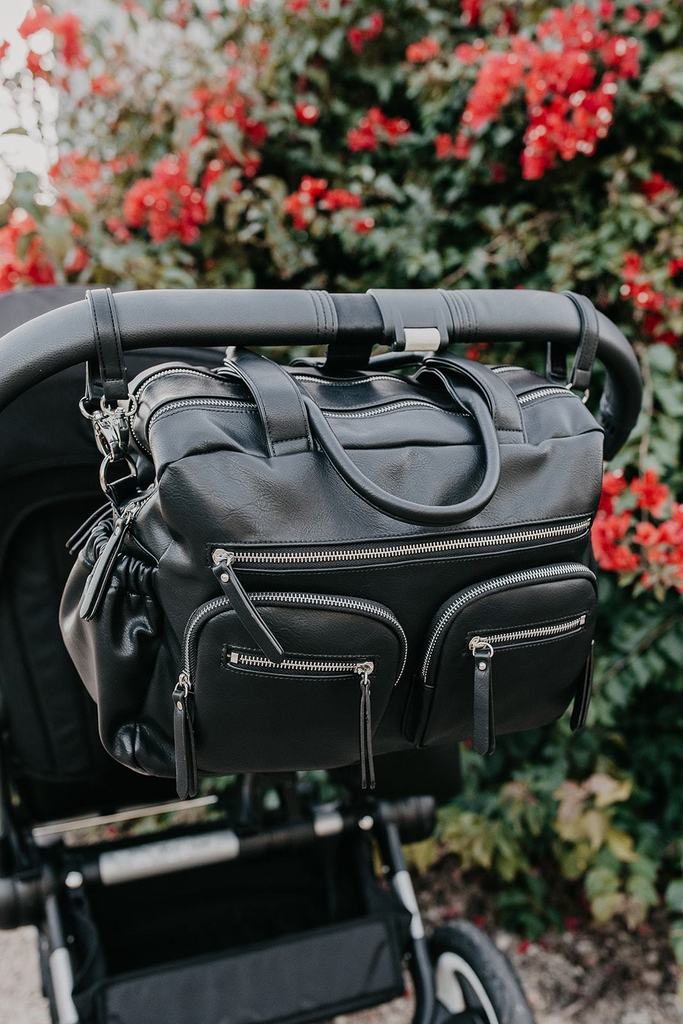 Faux Leather Carry All Nappy Bag - Black